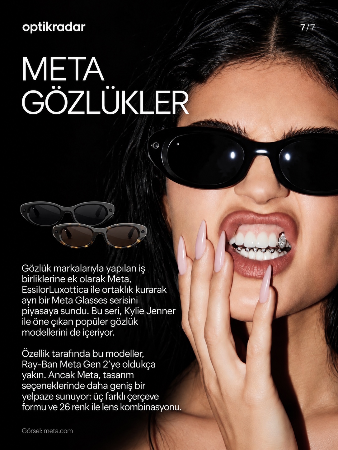 Meta Glasses ve Kylie Jenner iş birliğiyle sunulan model